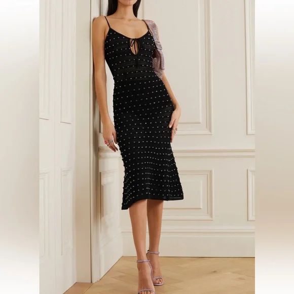 sandro black knit dress Sandro Black Vaness Beaded Knit Dress - BOPF main image 1